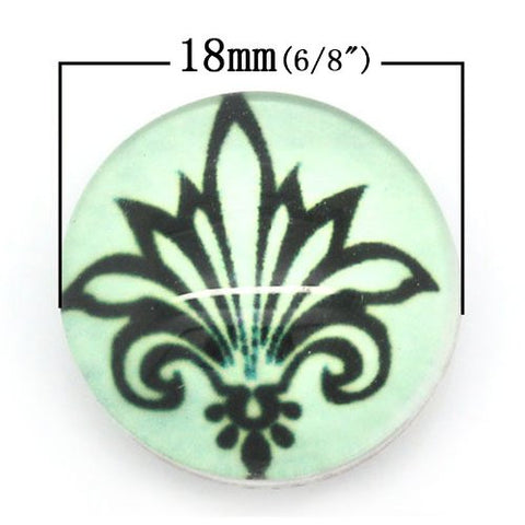 Fleur-de-lis Flower Design Glass Chunk Charm Button Fits Chunk Bracelet 18mm for Noosa Style Bracelet - Sexy Sparkles Fashion Jewelry - 2