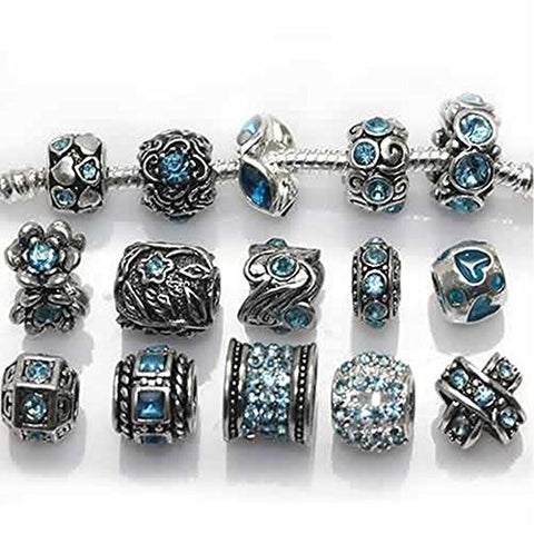 Ten (10) of Assorted Shades of Light Blue Crystal Rhinestones Beads - Sexy Sparkles Fashion Jewelry - 1