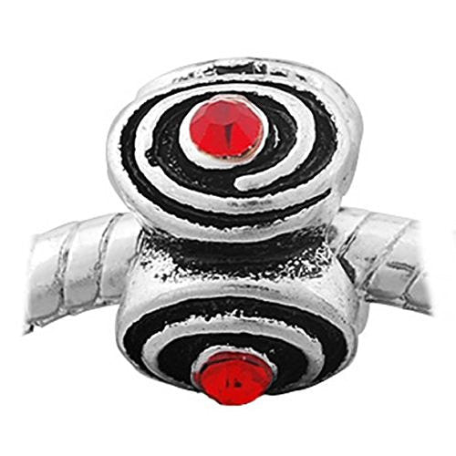 Swirl Crystal European Bead Compatible for Most European Snake Chain Bracelet (Red)