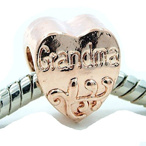 Family Heart Bead Charms for Snake Chain Bracelet (Grandma PB)