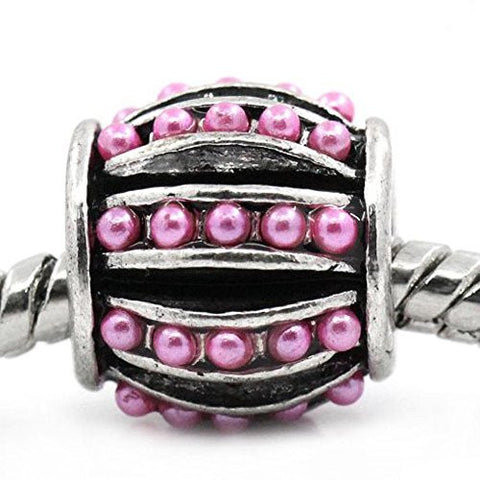 Pink Resin Lantern w/ Dots Bead Spacer For Snake Chain Charm Bracelet - Sexy Sparkles Fashion Jewelry - 1