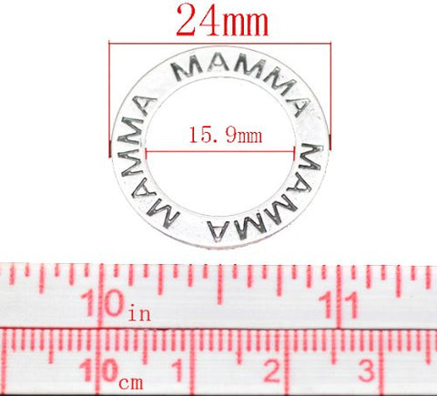 Silver Tone Mamma Ring/ Circle Pendant for Necklace - Sexy Sparkles Fashion Jewelry - 3