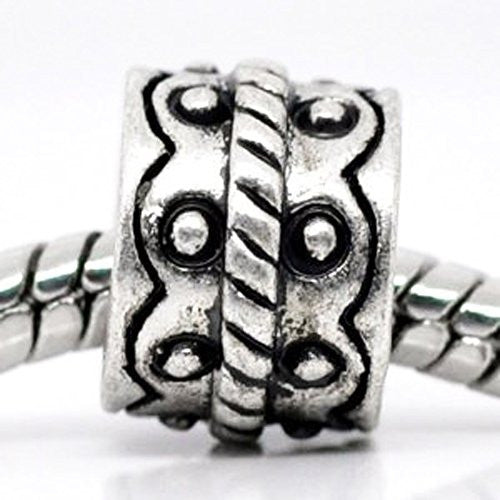 Dotted Pattern Charm Spacer Beads For Snake Chain Charm Bracelet