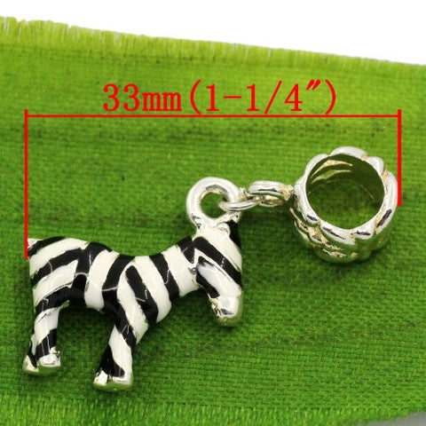 Zebra Charm Spacer Beads for Snake Chain Charm Bracelet - Sexy Sparkles Fashion Jewelry - 3