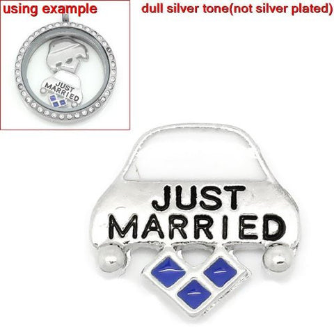 "Just Married"Floating Charms For Glass Living Memory Lockets - Sexy Sparkles Fashion Jewelry - 2