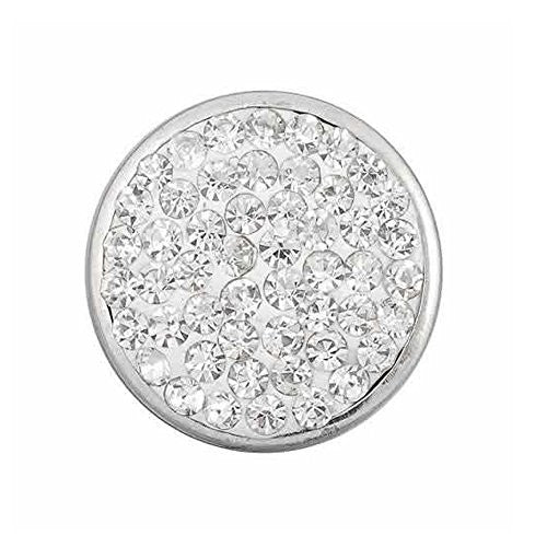 Clear Crystals Chunk Snap Jewelry Button Round Silver Tone Fit Chunk Bracelets