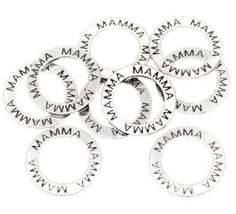 Silver Tone Mamma Ring/ Circle Pendant for Necklace - Sexy Sparkles Fashion Jewelry - 2