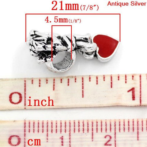 Cupid W/heart Charm European Bead Compatible for Most European Snake Chain Bracelet - Sexy Sparkles Fashion Jewelry - 3