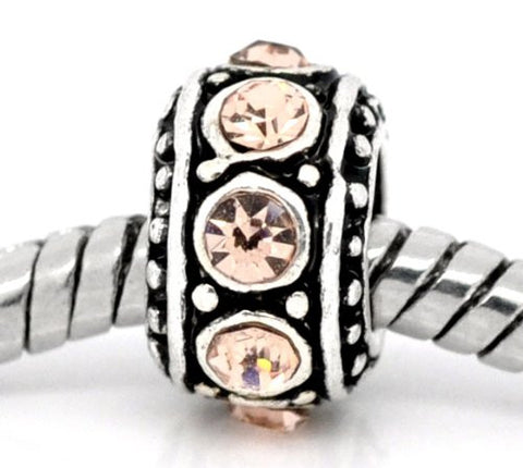 Five (5)November Birthstone  Topaz Rhinestone Charms Spacer Beads For Snake Chain Charm Bracelet - Sexy Sparkles Fashion Jewelry - 2