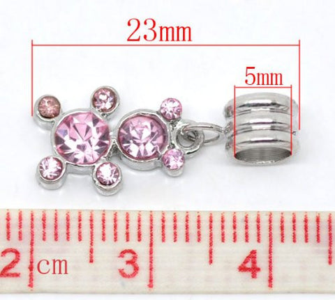Pink  Rhinestone Teddy Bear Bead European Bead Compatible for Most European Snake Chain Charm Bracelet - Sexy Sparkles Fashion Jewelry - 3