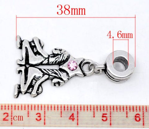 Gemini Zodiac Charm W/pink Crystal Dangle Bead for Snake Bracelets - Sexy Sparkles Fashion Jewelry - 3