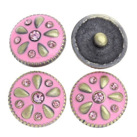 Pink With Crystals Chunk Snap Buttons Fits Snaps Chunk Bracelet - Sexy Sparkles Fashion Jewelry - 4