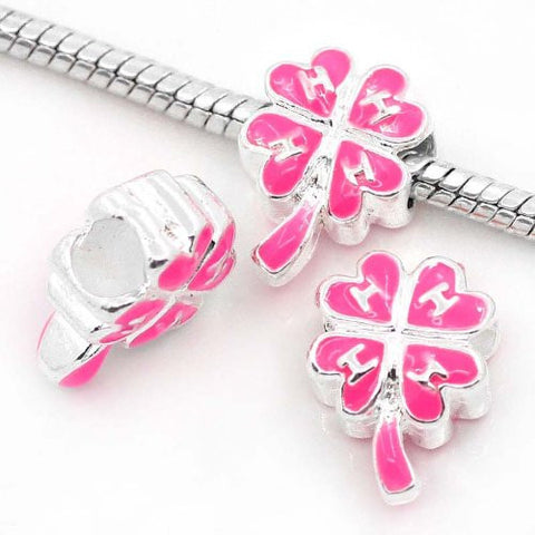 4 Leaf Clover Pink Charm Beads For Snake Chain Charm Bracelet - Sexy Sparkles Fashion Jewelry - 2