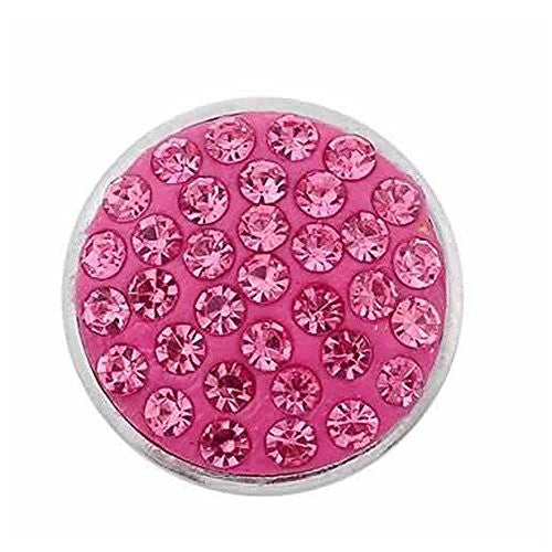 Dark Pink Crystals Chunk Snap Jewelry Button Round Silver Tone Fit Chunk Bracelets