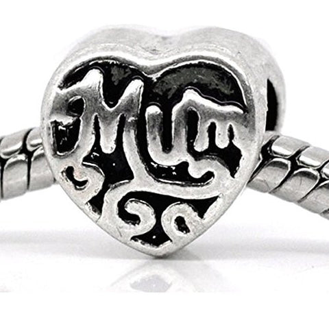 Mum Heart Charm European Bead Compatible for Most European Snake Chain Braceletss - Sexy Sparkles Fashion Jewelry - 1
