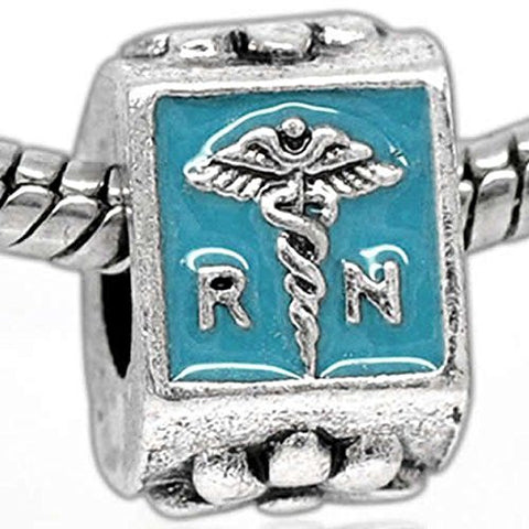 RN Registered Nurse Caduceus European Bead Compatible for Most European Snake Chain Bracelet - Sexy Sparkles Fashion Jewelry - 1
