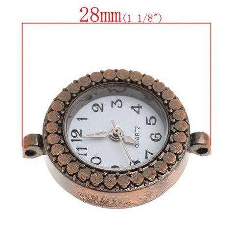 Watch Face Fits Bracelet/necklace Round Antique Copper Dot Carved Easy to Read Battery Included - Sexy Sparkles Fashion Jewelry - 3