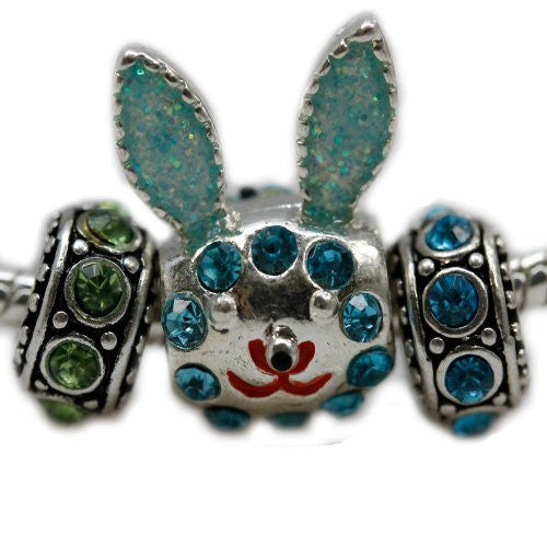 Bunny, Light Green and Blue Charm Beads for Snake Chain Bracelet - Sexy Sparkles Fashion Jewelry