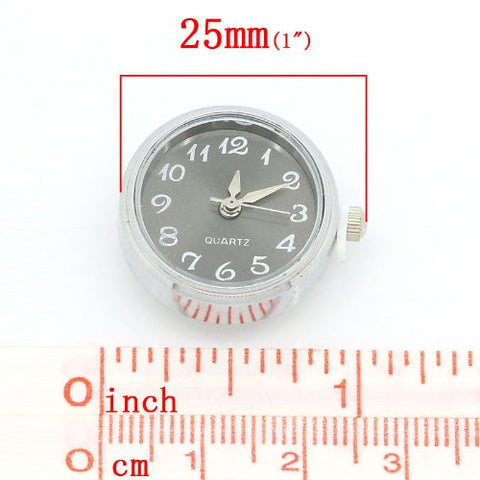 Grey Watch Face Chunk Click Buttons Snap for Chunk Bracelet 25x21mm,knob:5.5mm - Sexy Sparkles Fashion Jewelry - 2