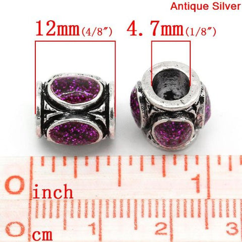 Glitter Purple Enamel Charm European Bead Compatible for Most European Snake Chain Bracelet - Sexy Sparkles Fashion Jewelry - 3