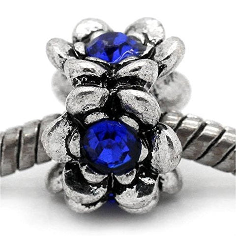 Flower With Dark Birthstone European Bead Compatible for Most European Snake Chain Bracelet - Sexy Sparkles Fashion Jewelry - 1
