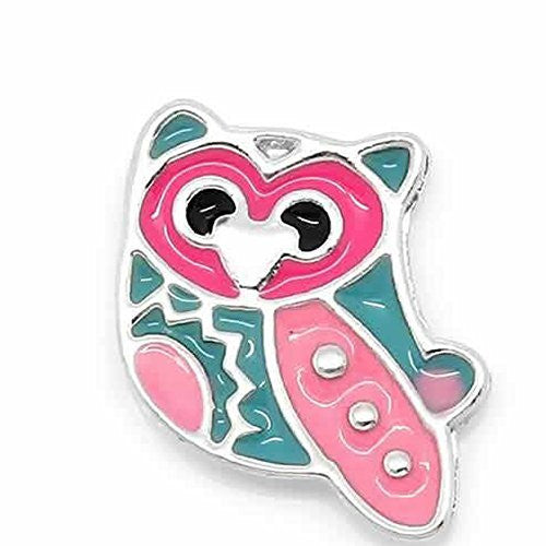 Pink Owl Floating Charm For Glass Living Memory Lockets - Sexy Sparkles Fashion Jewelry - 1