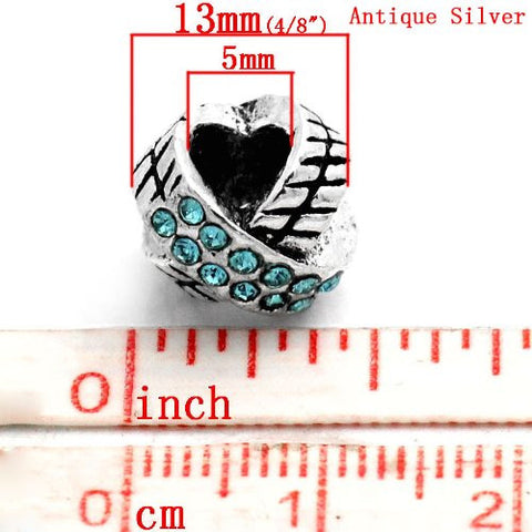 X Design W/december Blue Birthstone  Crystals Charm European Bead Compatible for Most European Snake Chain Bracelet - Sexy Sparkles Fashion Jewelry - 3