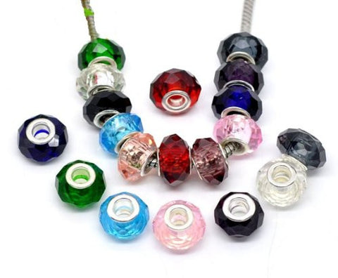 Red Charm Bead ,Glass Style Faceted Glass Style Beads - For Snake Chain Charm Bracelet - Sexy Sparkles Fashion Jewelry - 2