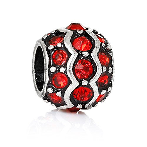 Red European Bead Compatible for Most European Snake Chain Charm Bracelet