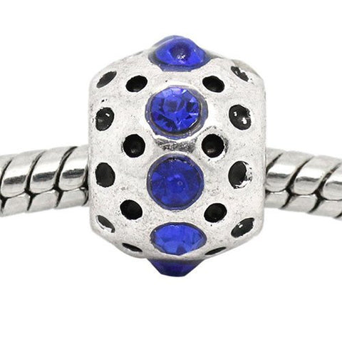 Royal Blue Rhinestone  Birthstone Charm European Bead Compatible for Most European Snake Chain Bracelets - Sexy Sparkles Fashion Jewelry - 4