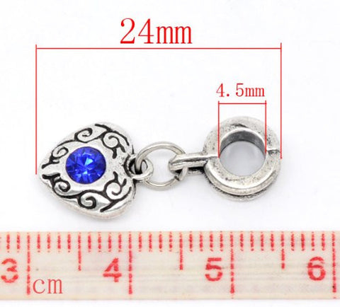 Heart Dangle Sapphire Birthstone Charms for Snake Chain Bracelet - Sexy Sparkles Fashion Jewelry - 3