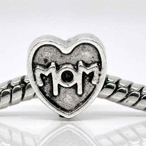 MOM Heart Charm European Bead Compatible for Most European Snake Chain Bracelet - Sexy Sparkles Fashion Jewelry - 4