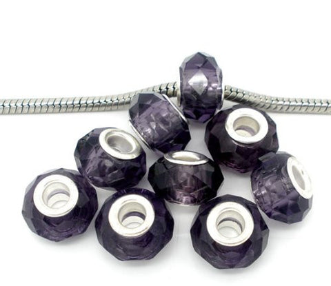 Glass Faceted Style Beads for Snake Chain Charm Bracelet (Purple) - Sexy Sparkles Fashion Jewelry - 2