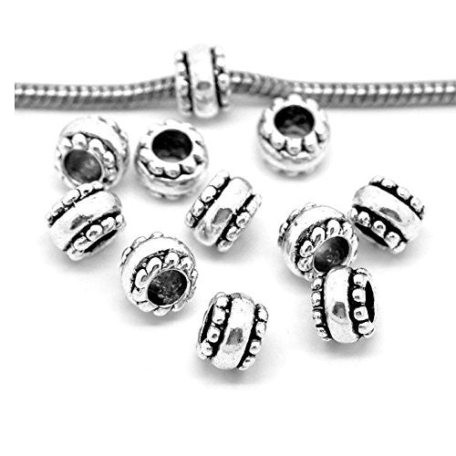 10 Pcs Silver Tone European Spacer Beads for Snake Chain Charm Bracelet - Sexy Sparkles Fashion Jewelry