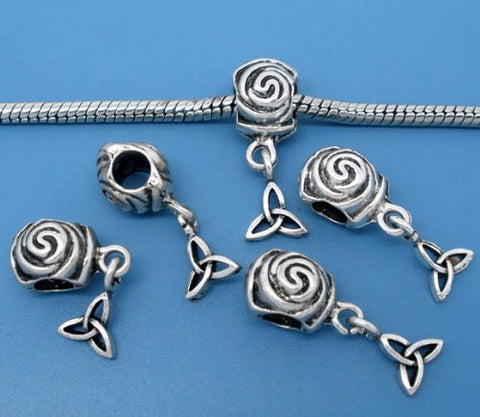 Rose w/ Celtic Knot Dangle European Bead Compatible for Most European Snake Chain Bracelet - Sexy Sparkles Fashion Jewelry - 3