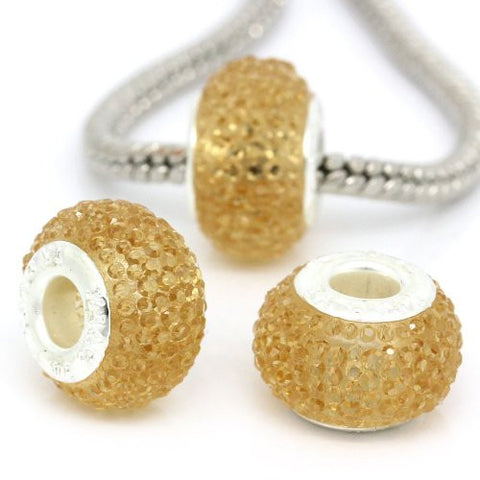 Champagne Glitter Charm fits European Snake Chain Charm Bracelets - Sexy Sparkles Fashion Jewelry - 2