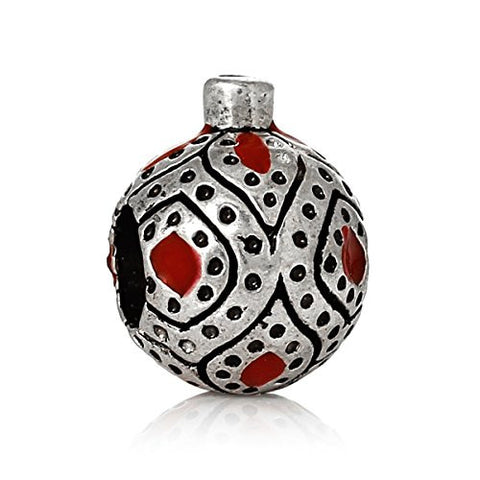 Round Dot Pattern European Bead Compatible for Most European Snake Chain Bracelet (Red) - Sexy Sparkles Fashion Jewelry - 1