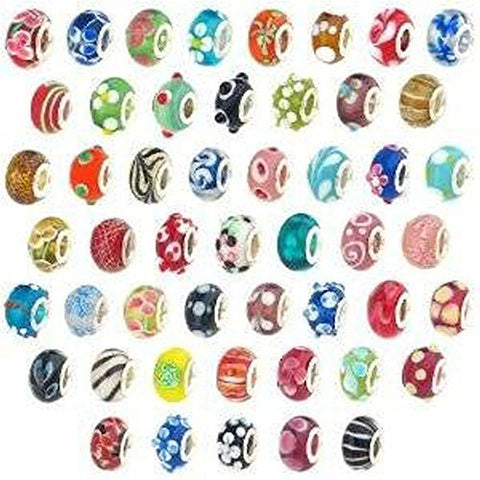 20 Pc Lot Lampwork Murano Glass European Mix Beads For Snake Chain Charm Bracelet - Sexy Sparkles Fashion Jewelry - 2