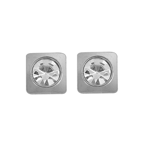 Sexy Sparkles Stainless Steel Ear Square Post Stud Earrings Silver Tone for Men Women Ear Piercing Earrings