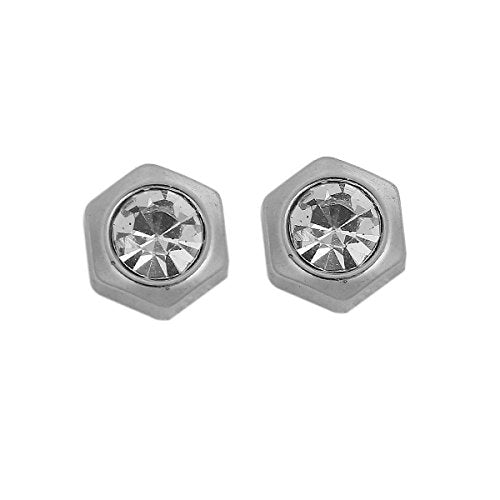 Sexy Sparkles Stainless Steel Hexagon Ear Post Stud Earrings Silver Tone for Men Women Ear Piercing Earrings