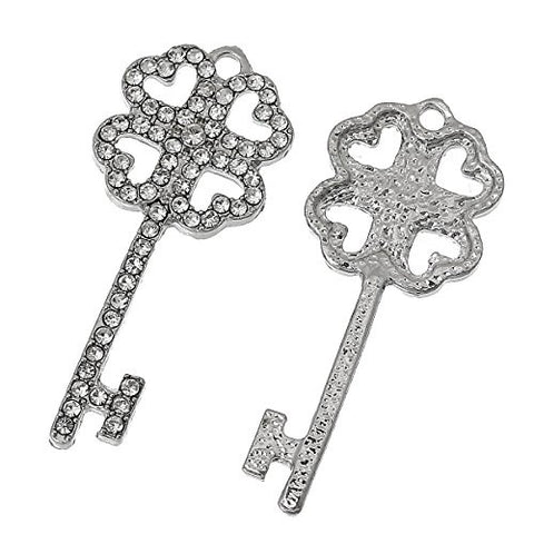 Silver Tone Key to My Heart Pendant for Necklace - Sexy Sparkles Fashion Jewelry - 2