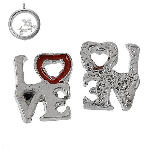 Floating Charms for Glass Living Memory Locket Pendant and Stainless Steel Back Plate (Love Floating Charm) - Sexy Sparkles Fashion Jewelry - 2