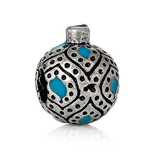 Round Dot Pattern Bead Compatible for Most European Snake Chain Bracelet (Sky Blue) - Sexy Sparkles Fashion Jewelry - 1