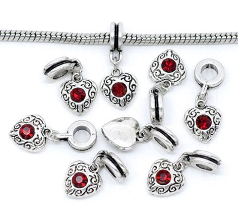 Heart Dangle With Juanury Garnet Birthstone Charms for Snake Chain Bracelet - Sexy Sparkles Fashion Jewelry - 2