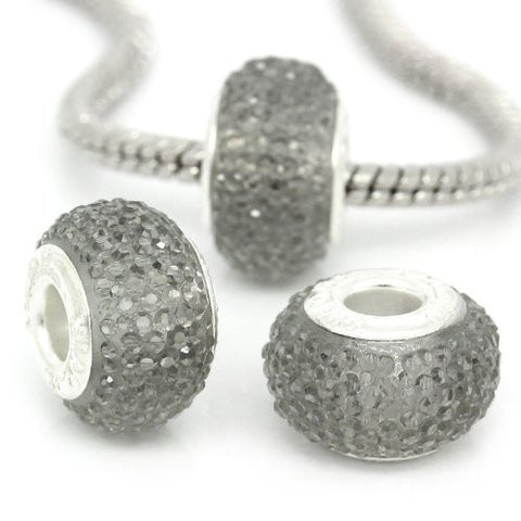 Gray Glitter Charm fits European Snake Chain Charm Bracelets - Sexy Sparkles Fashion Jewelry - 2