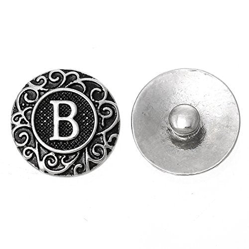 Alphabet Letter B Chunk Snap Button or Pendant Fits Snaps Chunk Bracelet - Sexy Sparkles Fashion Jewelry - 1