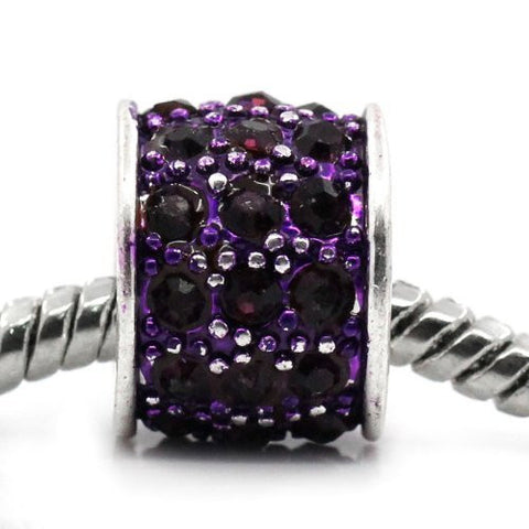 Purple Sparkly Charm w/ Rhinestones for Snake Chain Charm Bracelets - Sexy Sparkles Fashion Jewelry - 4