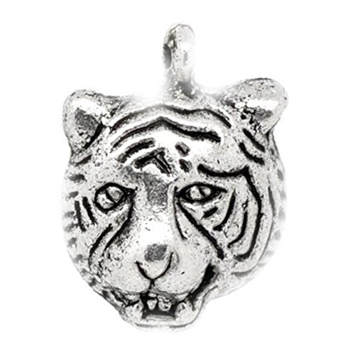 Silver Tone Tiger Charm Pendant for Necklace - Sexy Sparkles Fashion Jewelry - 1