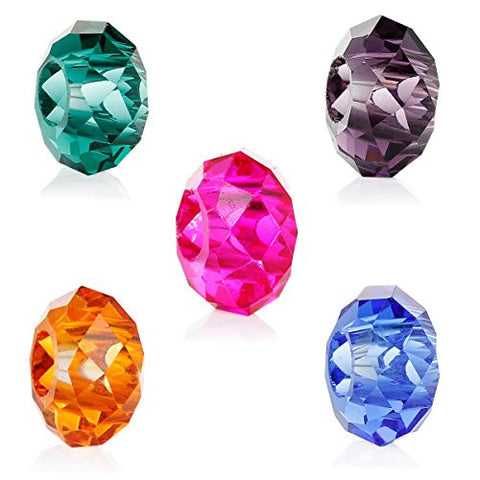 Five(5) Mixed European Faceted Glass Murano Beads - Sexy Sparkles Fashion Jewelry - 1