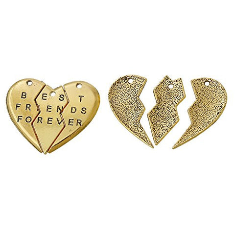 BFF Best Friends Forever 3pc Split Heart Pendant for Necklace - Sexy Sparkles Fashion Jewelry - 3